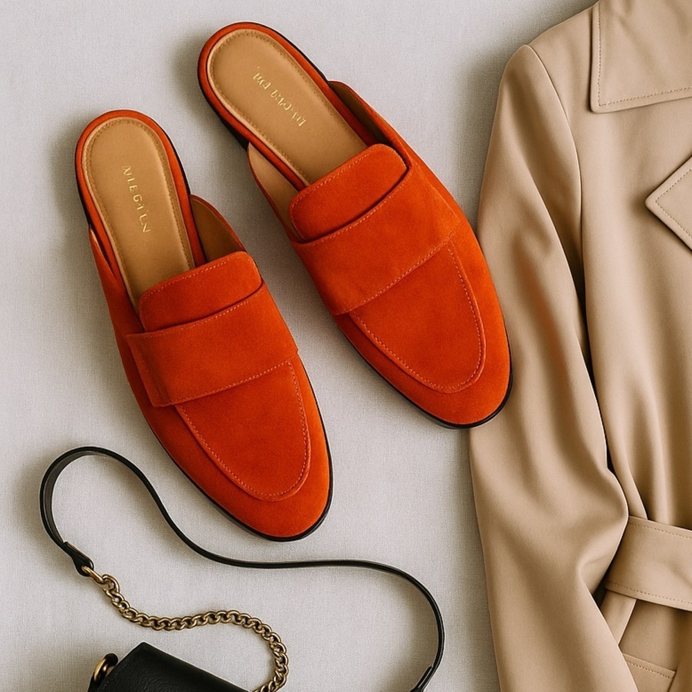 🍂 Halogen Burnt Orange Suede Slide Loafers (Size 7.5M)